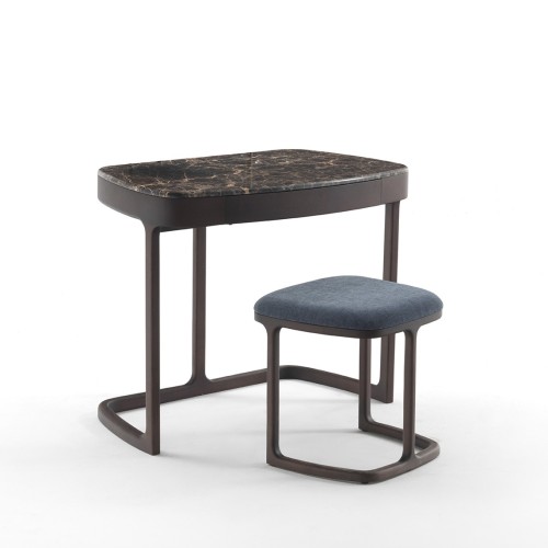 Coiffeuse 163 - Maskara - Coiffeuse en bois et marbre, meuble de salle de bain élégant, L90 × P56 × H75 cm - Pacific Compagnie.