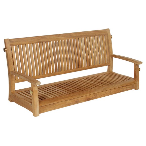 Balancelle 139 - Monaco - Natural teak swing seat, solid wood construction, compact 149 cm width - Pacific Compagnie.