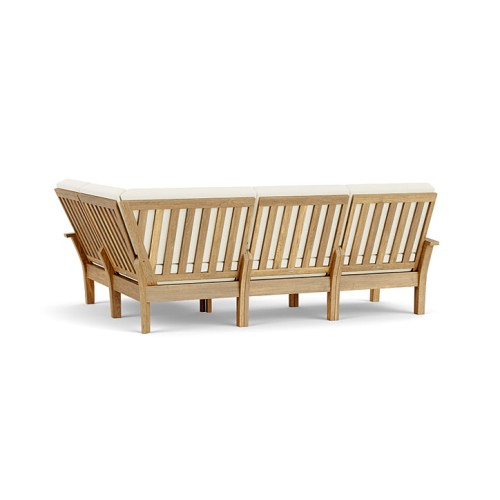 Canapé Modulaire 139 - Haven - Left/right armrest detail, natural teak grain highlighted - Pacific Compagnie.