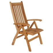 Fauteuil pliant Recliner 139 - Ascot - Natural teak folding recliner armchair, solid wood construction for indoor/outdoor comfor