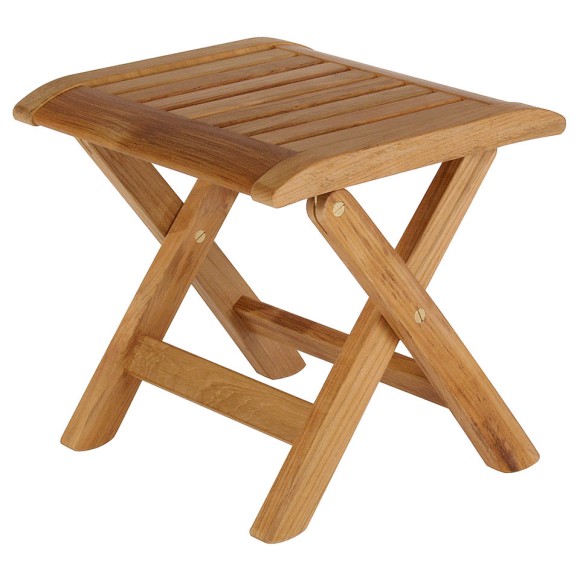 Repose - pieds 139-Ascot - repose-pieds en teck naturel, dimensions 43,6×40,4×43,6 cm - Pacific Compagnie.