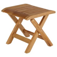 Repose - pieds 139-Ascot - Natural teakwood footstool with solid teak construction, 43.6 cm square, perfect for ergonomic seatin