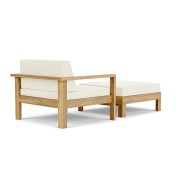 Repose - pieds 139-Linear - Minimalist teak footstool, solid wood durability, ideal for office or home use - Pacific Compagnie.