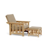 Repose - pieds 139-Mission - Elegant teak wood footstool, versatile accessory for seating areas - Pacific Compagnie.