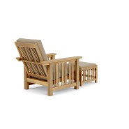 Repose - pieds 139-Mission - Compact teak footrest measuring 45.7 cm, adds rustic charm to any living space - Pacific Compagnie.