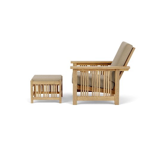 Repose - pieds 139-Mission - Sturdy natural teak footstool, enhances comfort and style in home décor - Pacific Compagnie.