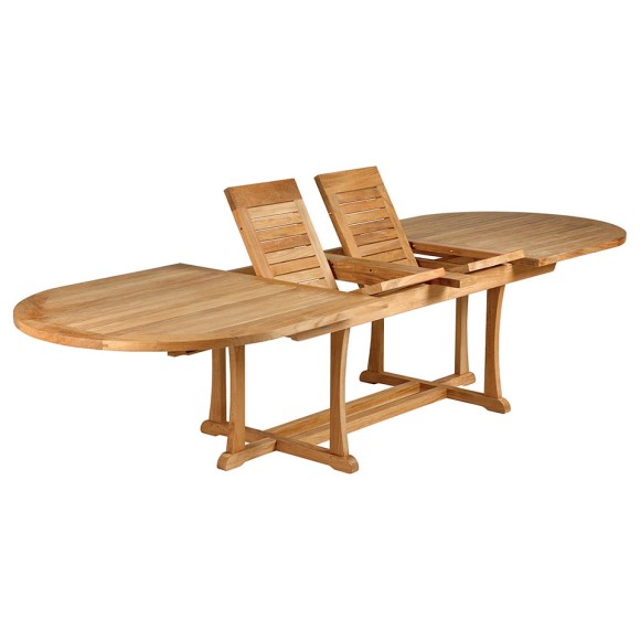 Table de repas Extensible 139 - Stirling - Elegant natural teakwood extendable dining table, 237 cm wide, perfect for family mea