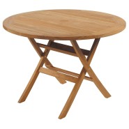 Table de repas pliante 139 - Ascot - Natural teak folding dining table with solid wood construction, 109 cm square surface, perf