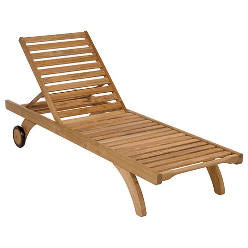 Transat 139 - Capri - Natural teak sun lounger with three size options, solid wood construction - Pacific Compagnie.