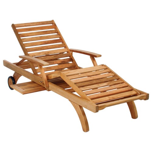 Transat 139 - Capri - Outdoor lounge chair in teak, ergonomic backrest, available in three dimensions - Pacific Compagnie.