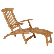 Transat 139 - Commodore - Natural teak sun lounger with solid wood frame, perfect for outdoor relaxation - Pacific Compagnie.