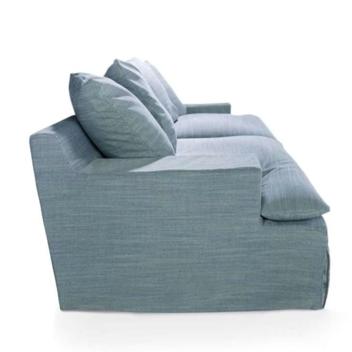 Canapé 39 - Bahamas - Détail du canapé 39-Bahamas, assise en tissu bleu, style contemporain - Pacific Compagnie.