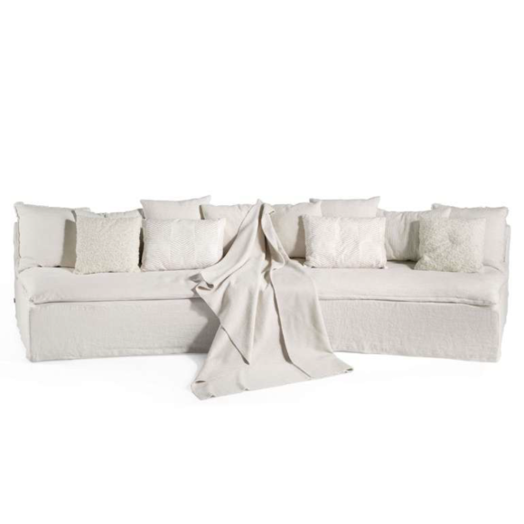 Canapé 39 - Clark Curved – modèle compact, revêtement tissu gris – Pacific Compagnie.