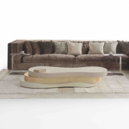 Table basse 39‑Knightsbridge - Table basse moderne en hêtre et cuir - Pacific Compagnie.
