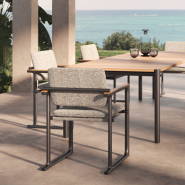 Chaise 111 - Tulum - Sleek aluminum‑teak outdoor chair, compact 58 cm width - Pacific Compagnie.