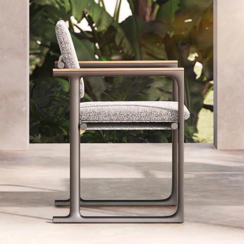 Chaise 111 - Tulum - Modern teal‑accented lounge seat, sturdy aluminum frame - Pacific Compagnie.