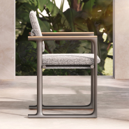 Chaise 111 - Tulum - Modern teal‑accented lounge seat, sturdy aluminum frame - Pacific Compagnie.