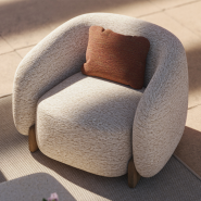 Fauteuil 111 - Milos – compact armchair, ergonomic back, wood frame – Pacific Compagnie.