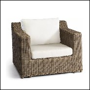 Armchair in wicker old gray finish and vanilla fabric 48-San Diego