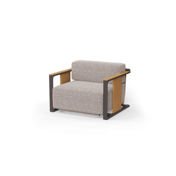 Fauteuil 111 - Tulum - Compact outdoor chair, solid teak seat, aluminum legs - Pacific Compagnie.