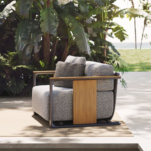 Fauteuil 111 - Tulum - Fauteuil extérieur aluminium et teck - Pacific Compagnie.