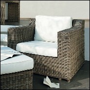 Armchair in wicker old gray finish and vanilla fabric 48-San Diego