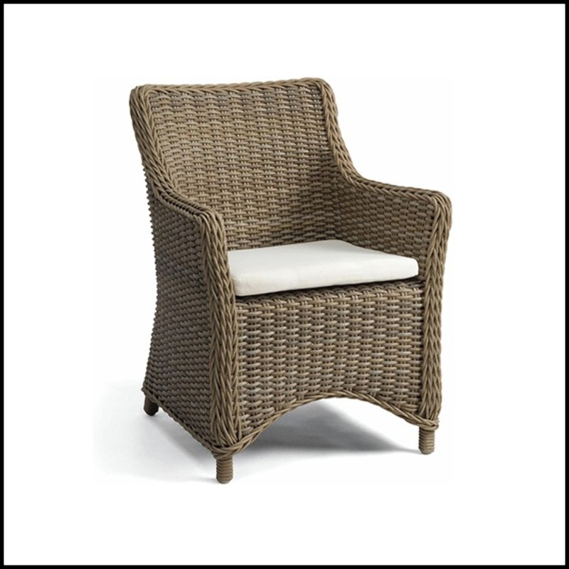 Chair in wicker Old Gray finish 48-San Diego