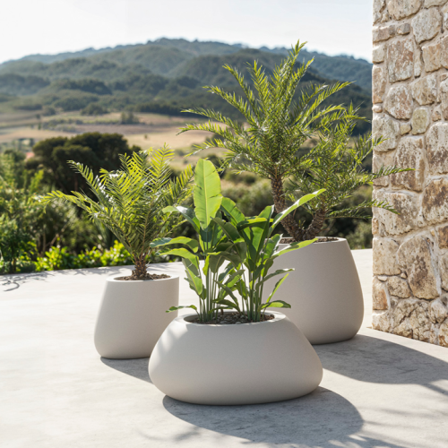 Pot 111 - Stone - durable planter, recyclable polymer, stylish finish - Pacific Compagnie.
