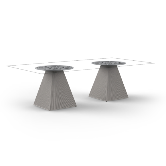 Table de repas Carrée 111 - Gatsby Double Base Carrée – sleek square dining table, recyclable polyethylene – Pacific Compagnie.