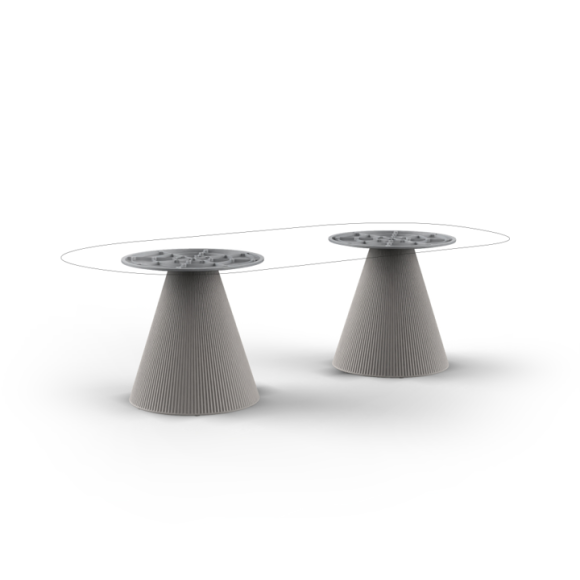 Table de repas Ronde 111 - Gatsby Double Base - Table ronde compacte en polyéthylène - Pacific Compagnie.