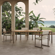 Table de repas 111 - Tulum - Aluminium et teck massif, 250 cm - Pacific Compagnie.
