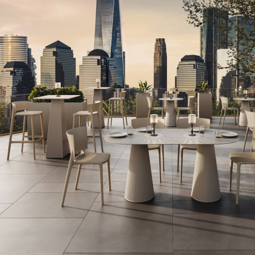 Table haute Ronde 111 - Base Gatsby - modern round table, vibrant color choices - Pacific Compagnie.