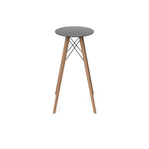 Table haute Ronde 111 - Faz Wood – format large 60 cm – ambiance lounge - Pacific Compagnie.