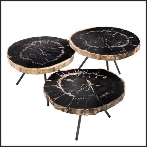 Table basse 24 - Petrified Clear | Coffee Table 24- Petrified Dark Set of 3 - Dark Petrified - Pacific Compagnie.