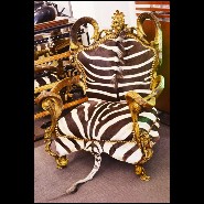 Fauteuil 120 - Zebra - Burchell zebra skin armchair with horns, luxury home decor - Pacific Compagnie.