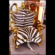 Fauteuil 120 - Zebra - Exotic zebra print armchair with real horns, unique furniture piece - Pacific Compagnie.