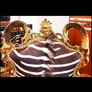 Fauteuil 120 - Zebra - Burchell zebra skin armchair with horn decorations, sophisticated home furniture - Pacific Compagnie.