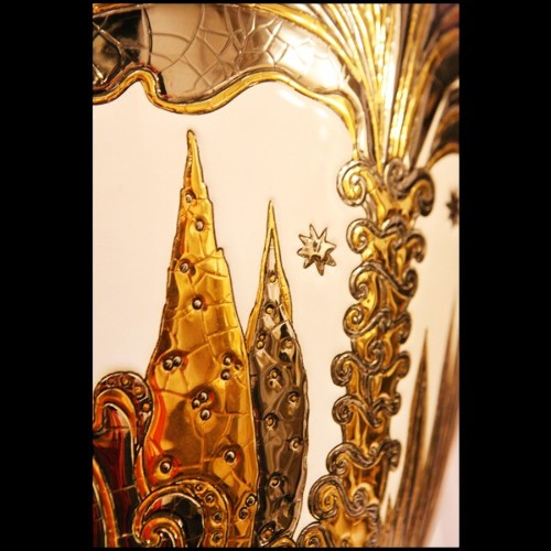 Vase PC - Palmers white and golded - Blanc et or - Pacific Compagnie.