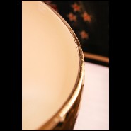 Vase PC - Palmers white and golded - Émaux de Longwy - Pacific Compagnie.