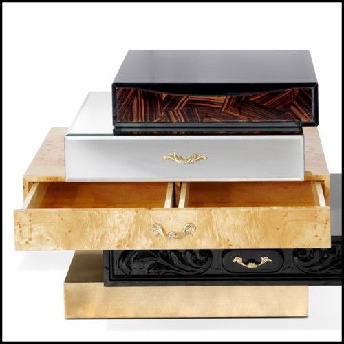 Chevet 145 - Exceptional Drawers - Ebony mosaic detail - Pacific Compagnie.