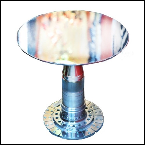 Table d'appoint PC - Boeing 737 - Boeing 737 table with ggearing engine in titanium finish - Pacific Compagnie.