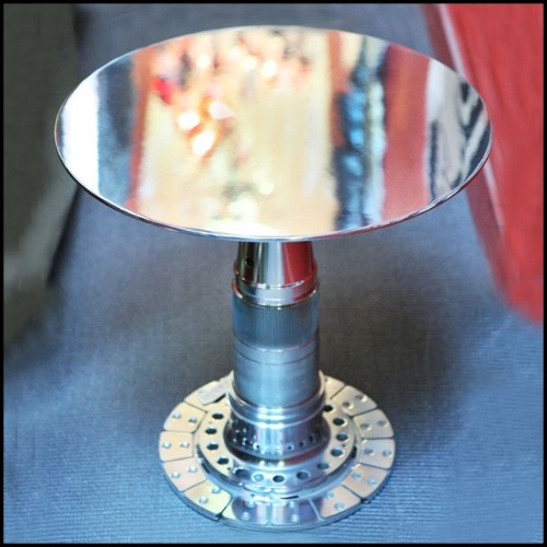 Table de repas avec piétement UgoX en acier et plateau céramique ceinture métal 148-UgoX Céramique 05