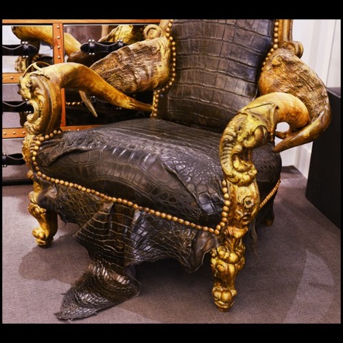 Fauteuil PC - Croco Black King - Alligator noir - Pacific Compagnie.