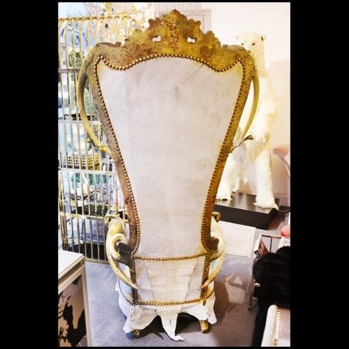 Fauteuil PC - Croco White King - Décoration audacieuse - Pacific Compagnie.