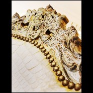 Fauteuil PC - Croco White King - Elegant armchair with real white alligator skin and horn accents PC-Croco White King - Pacific 