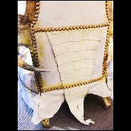 Fauteuil PC - Croco White King - Stylish armchair featuring alligator skin and horn details PC-Croco White King - Pacific Compag