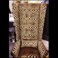 Fauteuil 39 - Leopard - Black nubuck leather armchair with leopard print velvet sides - Pacific Compagnie.