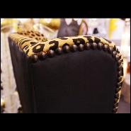 Fauteuil 39 - Leopard - Luxurious leopard velvet armchair with black leather details - Pacific Compagnie.