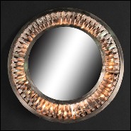 Round mirror with sparkling carved crystal glass 35-Art Deco Style