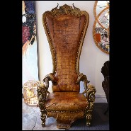 Fauteuil PC - Crocodile Master - Handcrafted armchair featuring alligator skin and real horn accents - Pacific Compagnie.